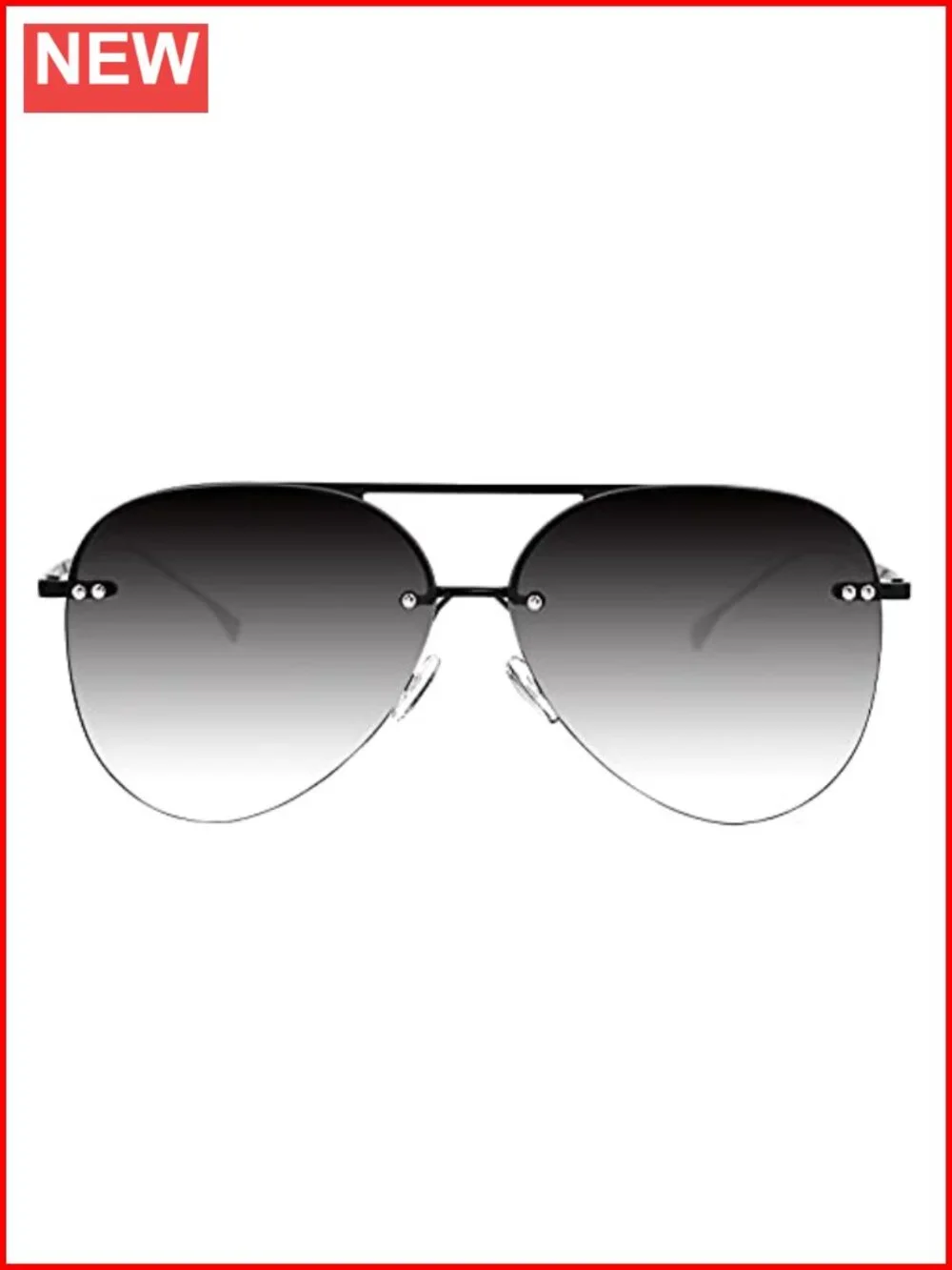Rimless Aviator Sunglasses Oversized UV400 Metal Frame Gradient Mirrored Lens